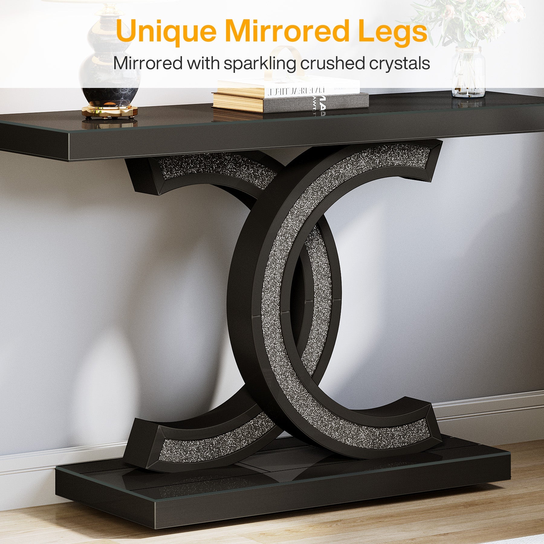 39” Console Table, Modern Sofa Table Entryway Table with Geometric Base