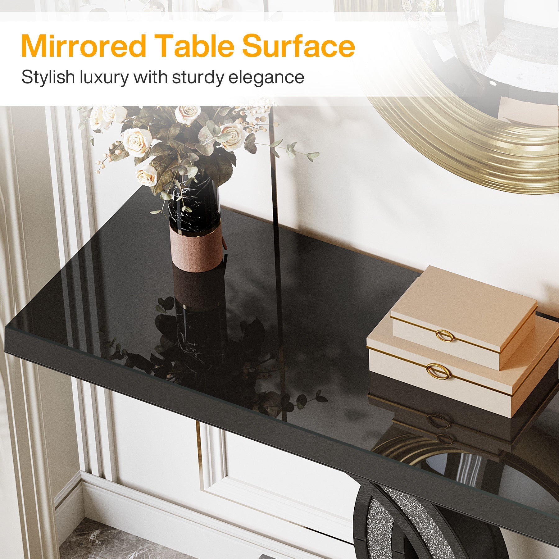 39” Console Table, Modern Sofa Table Entryway Table with Geometric Base