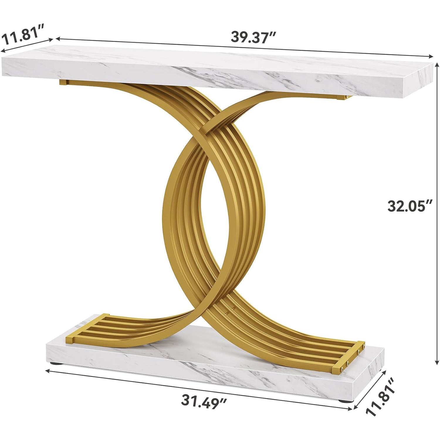 39” Console Table, Modern Sofa Table Entryway Table with Geometric Base