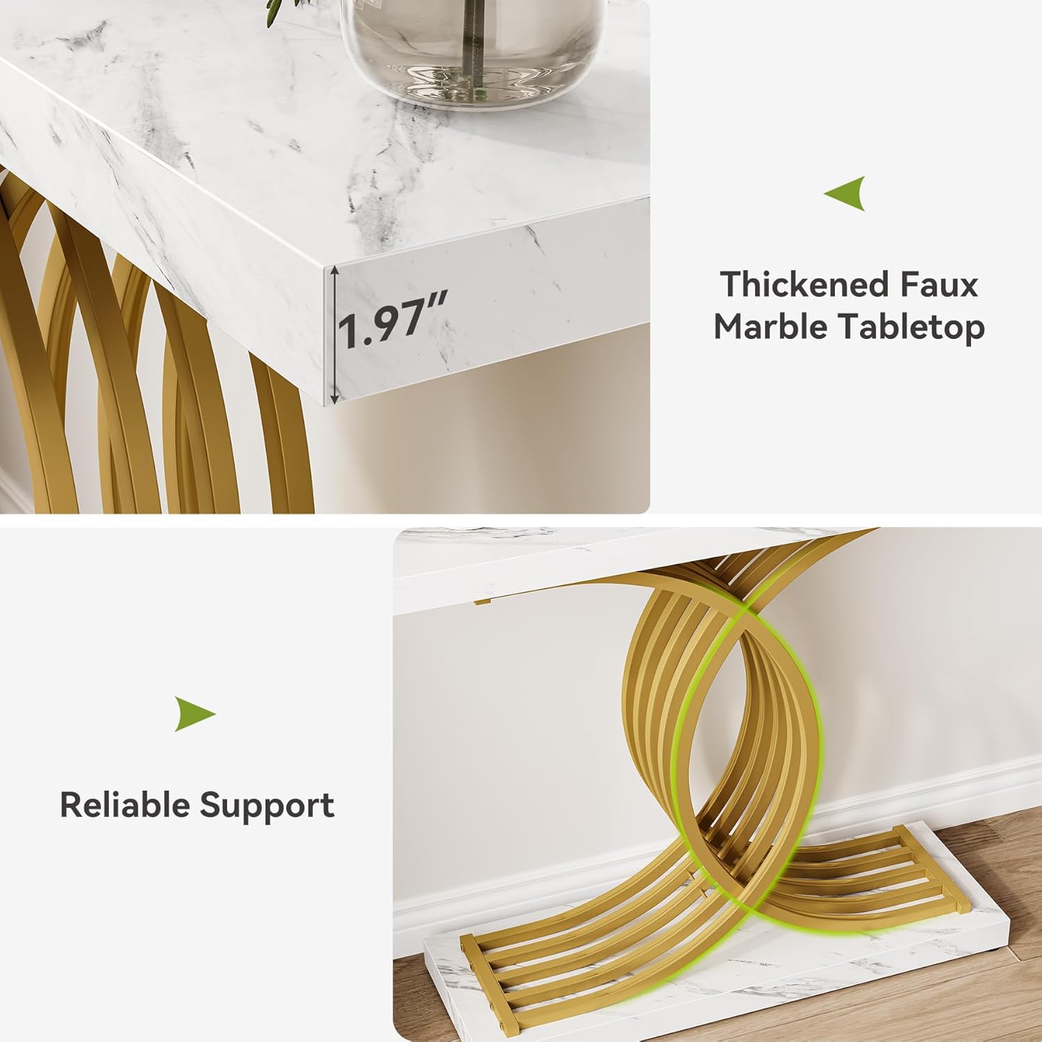 39” Console Table, Modern Sofa Table Entryway Table with Geometric Base