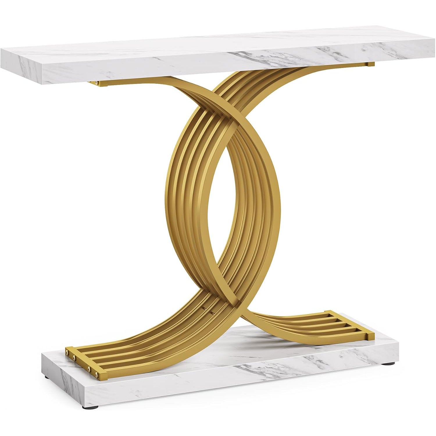 39” Console Table, Modern Sofa Table Entryway Table with Geometric Base