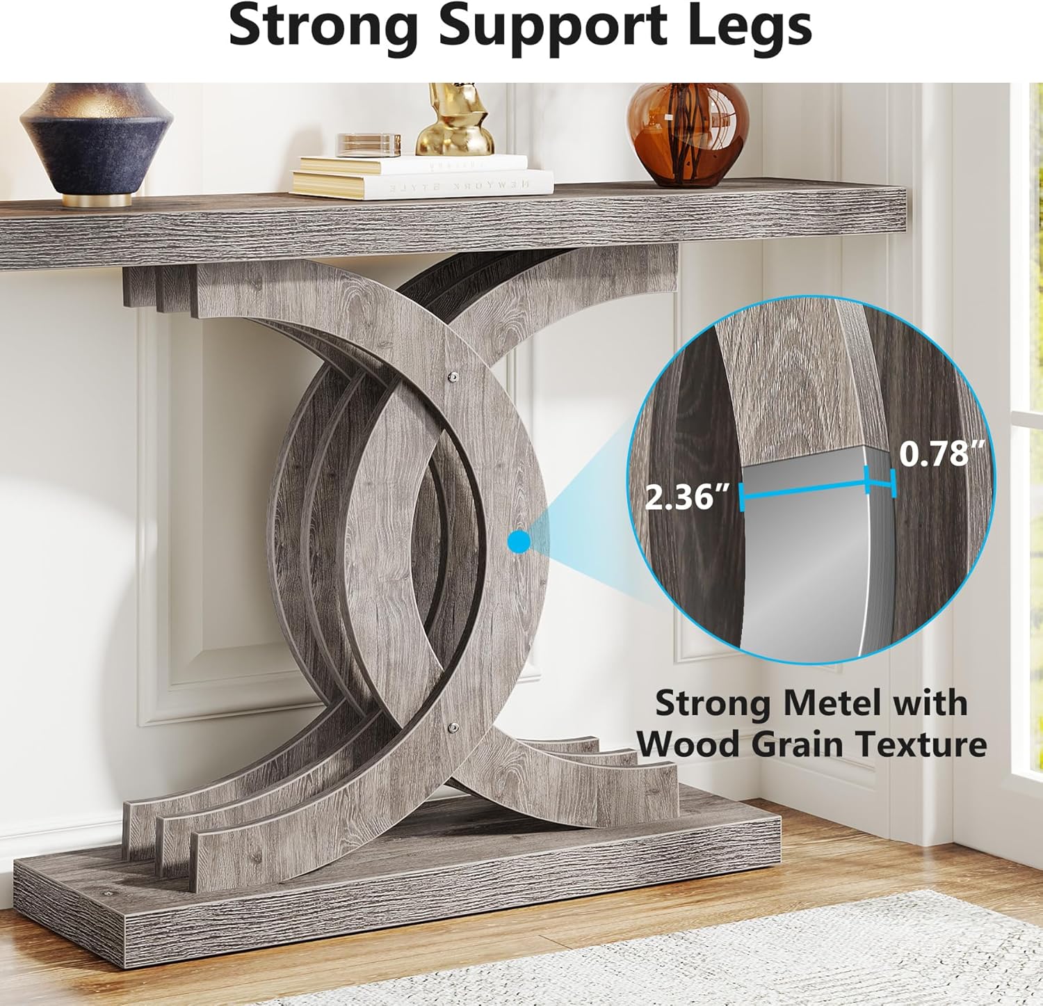 39” Console Table, Modern Sofa Table Entryway Table with Geometric Base