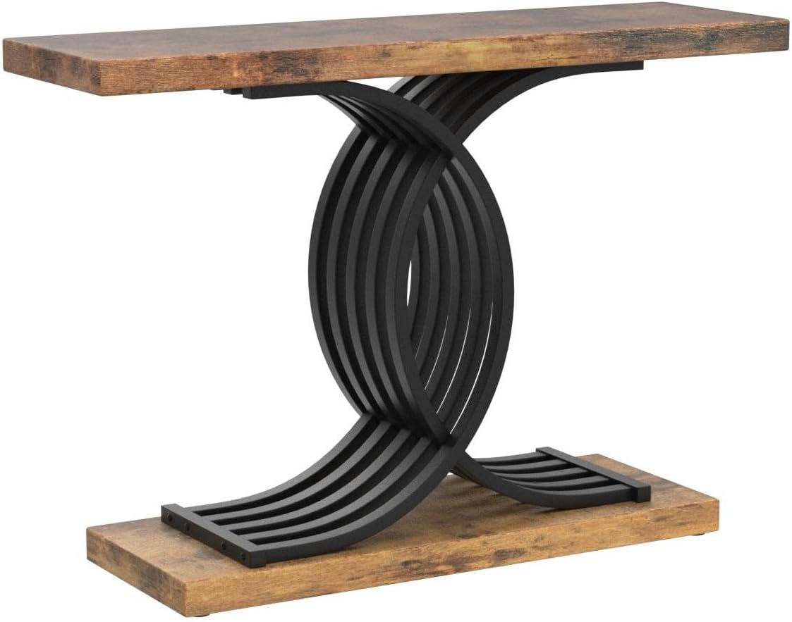 39” Console Table, Modern Sofa Table Entryway Table with Geometric Base